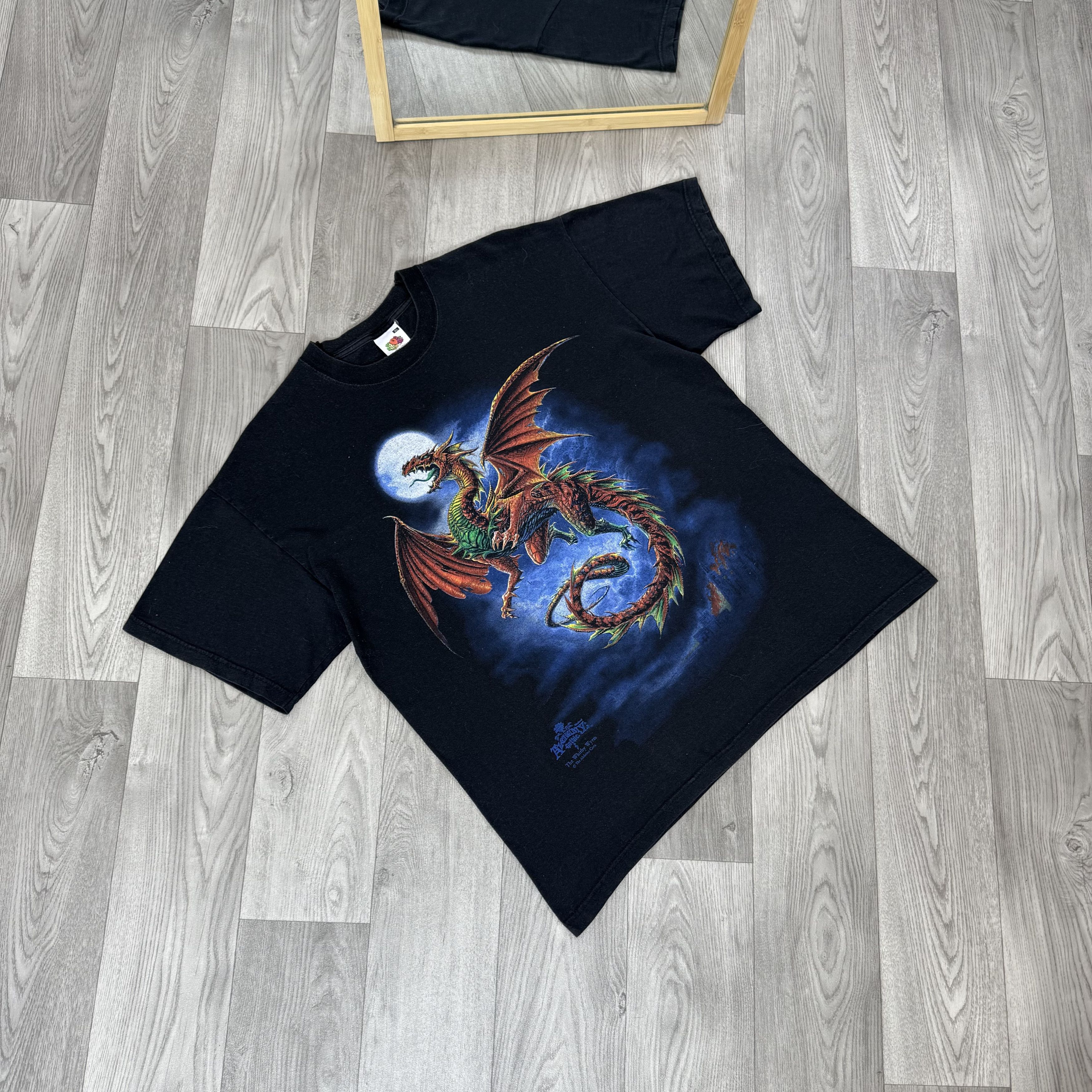 Vintage Vintage Dragon Alchemy Gothic 90s Black Graphic Tee Shirt Size US XL / EU 56 / 4 - 2 Thumbnail