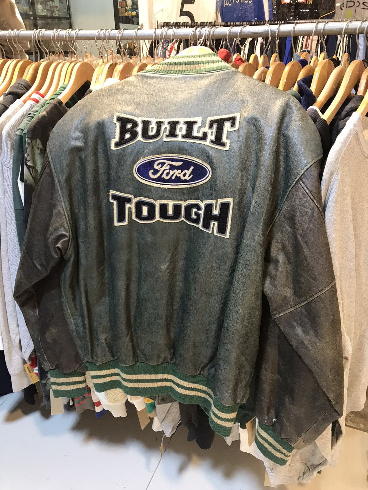 Vintage Ford Racing Leather Bomber Jacket
