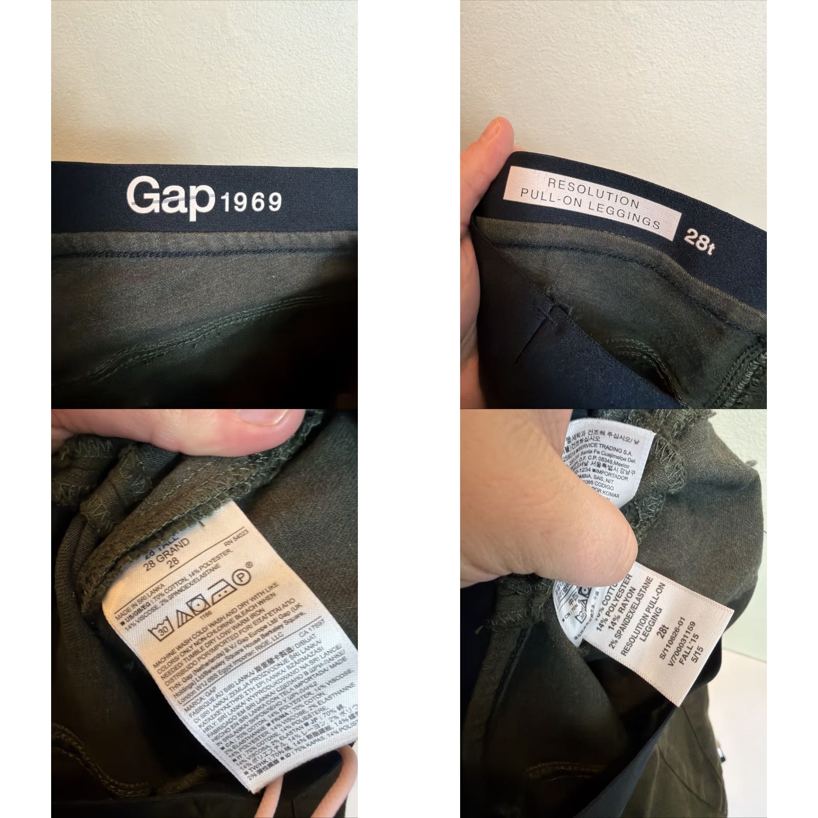 Gap Gap Resolution Legging Womens 28 Tall Olive High Rise Stretch Pants 28x27 Green Cotton Polyester Spandex Size 28" / US 6 / IT 42 - 9 Thumbnail