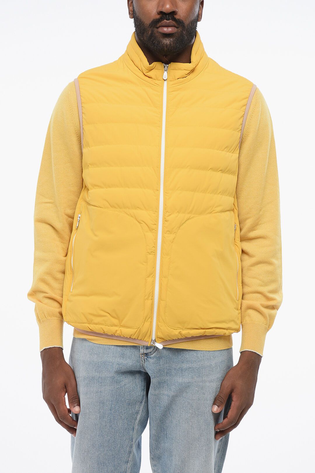 Brunello Cucinelli og1mm0725 Down Vest in Yellow Size US XL / EU 56 / 4 - 1 Thumbnail