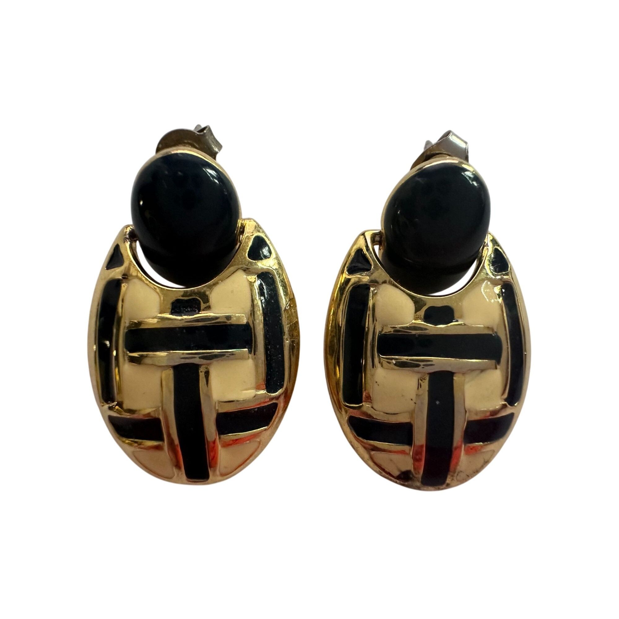 Other Women's Round Gold tone Dangle Earrings with Navy blue and W Size ONE SIZE - 1 Thumbnail