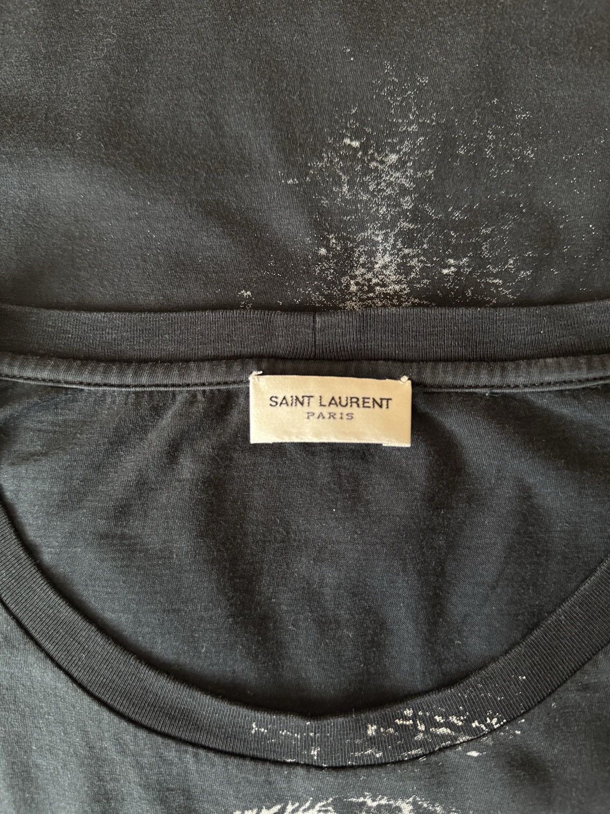 Saint Laurent Paris 🔥🔥 Saint Laurent Black Painted T-Shirt Size US L / EU 52-54 / 3 - 5 Thumbnail