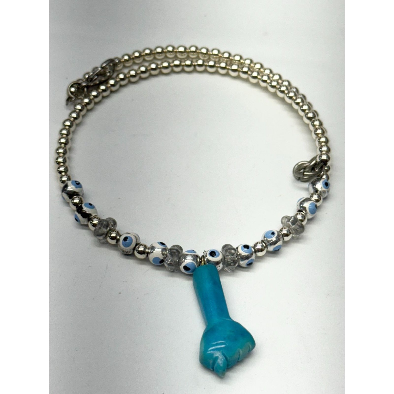 Vintage Vintage beaded evil eye stone figa hand collar necklace Size ONE SIZE - 3 Thumbnail