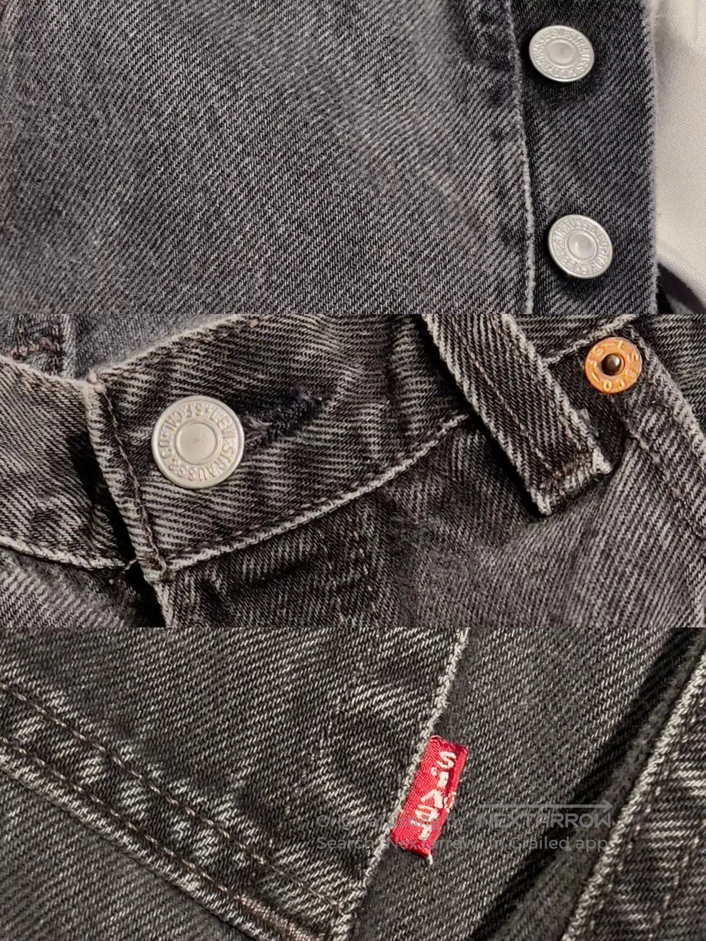 Levi's LEVI'S 501 Straight Black Gray Jeans. Size US 34 / EU 50 - 6 Thumbnail