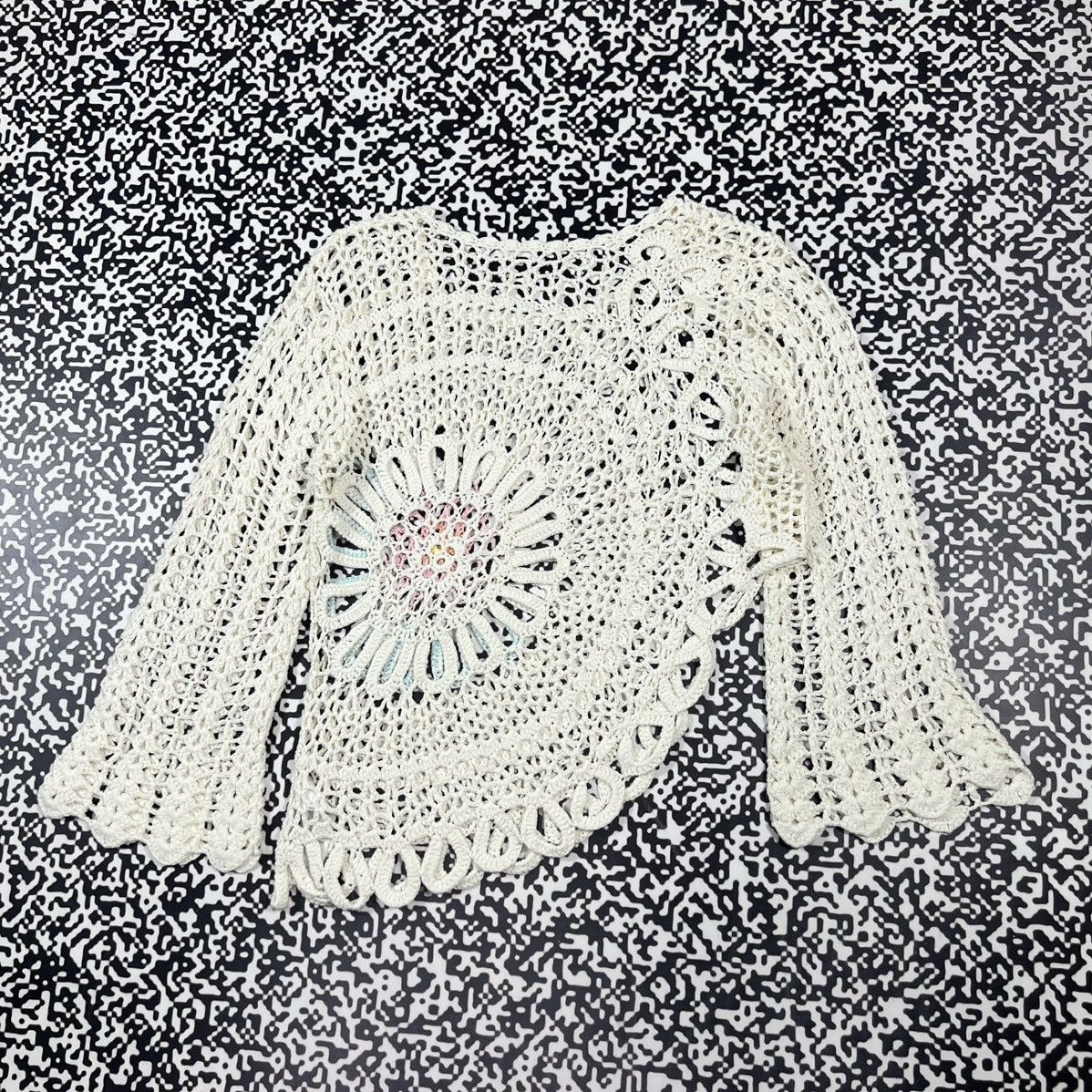 Vintage Vintage Y2K Mesh Knitted Sweater Japanese Flower Style Size M / US 6-8 / IT 42-44 - 12 Thumbnail