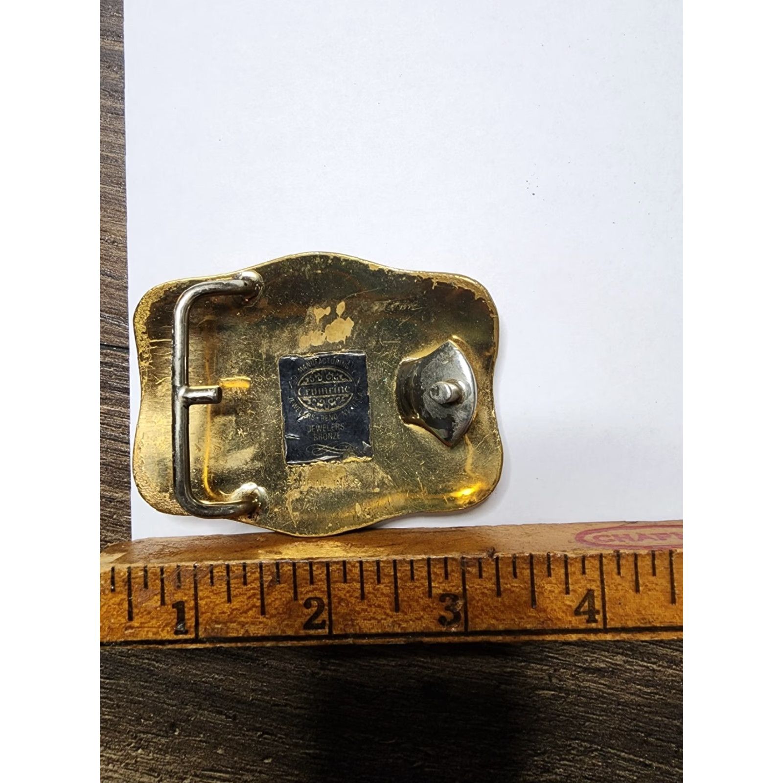 Vintage VINTAGE Crumrine Belt Buckle Floral Western Goldtone Belt Buckle Men Adult Gold Tone Floral Pattern 1980s Western Cowboy Jewelry Size ONE SIZE - 3 Thumbnail