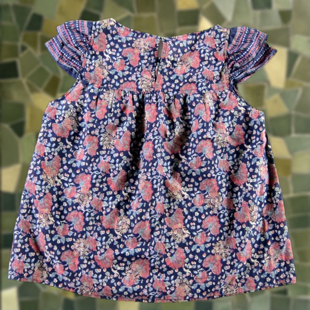 Madewell Madewell Blouse Cap Sleeve 8 Women 100% Cotton Tunic Floral Blue Pink Peasant Size M / US 6-8 / IT 42-44 - 1 Thumbnail