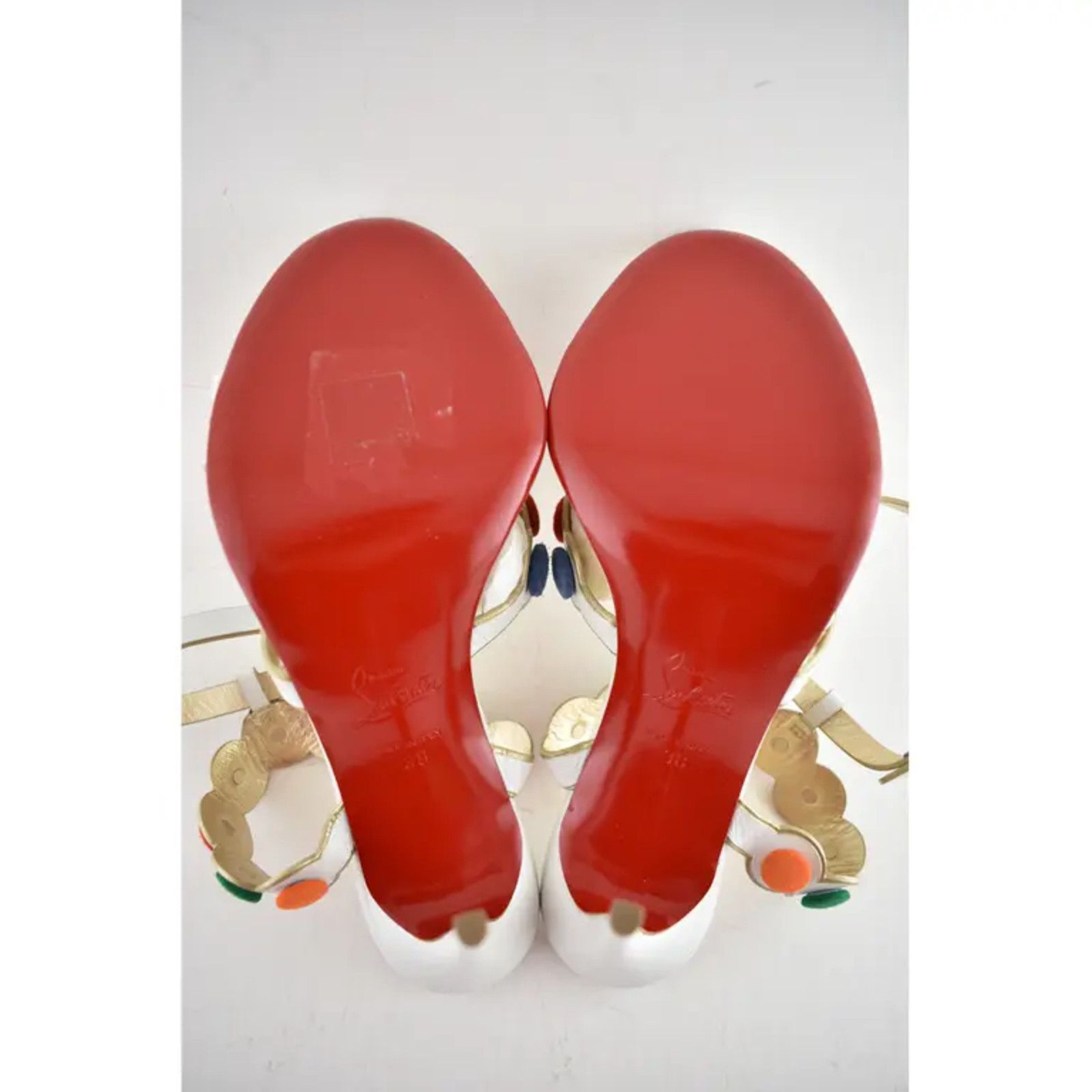 Christian Louboutin Smartissima 100 White Multi Ankle Strap Sandal Heel Pump 38 Size US 8 / IT 38 - 11 Thumbnail