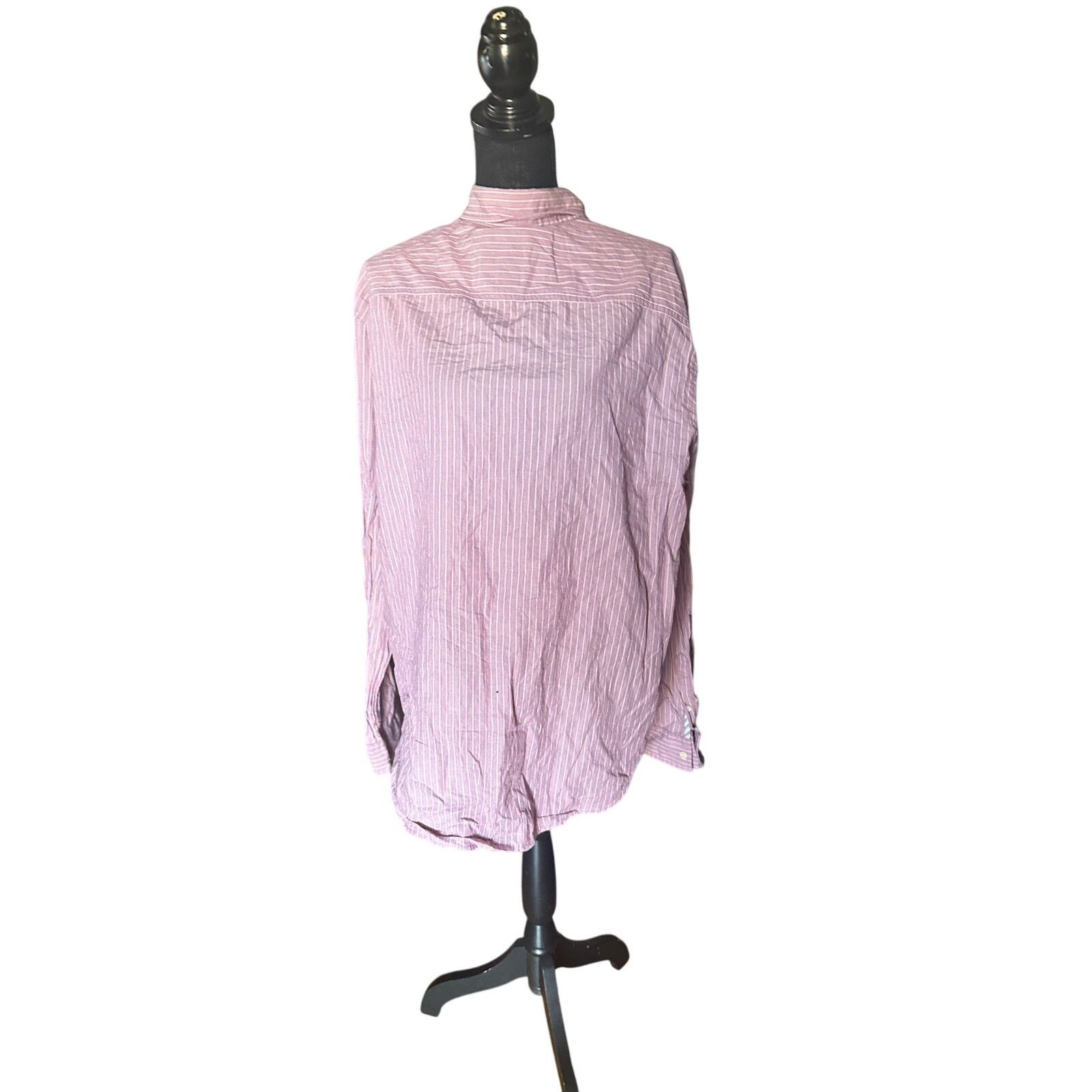 American Eagle Outfitters American Eagle Red Striped Button-Up Shirt Cotton Casual Size US XL / EU 56 / 4 - 5 Thumbnail