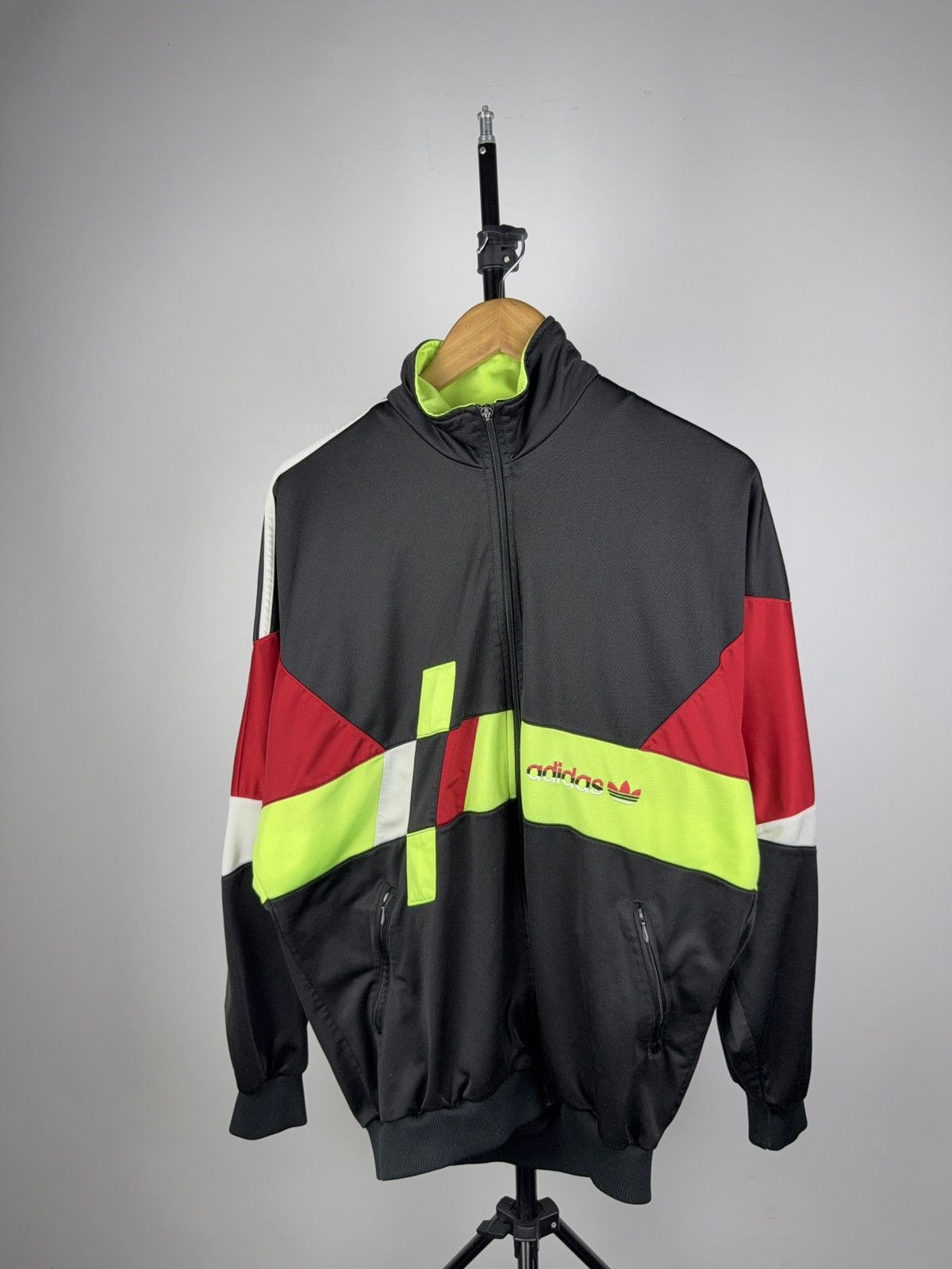 Adidas Vintage 90s Adidas Tracksuit Black Neon Trefoil Set Size US M / EU 48-50 / 2 - 3 Thumbnail