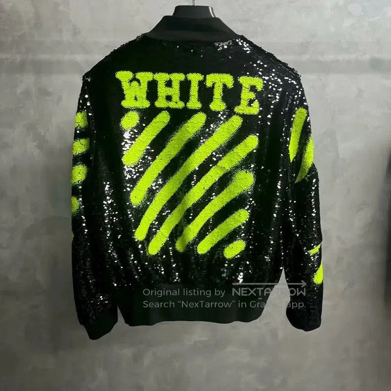 Off-White Off-White Black Sequin Bomber Jacket . Size US M / EU 48-50 / 2 - 2 Thumbnail