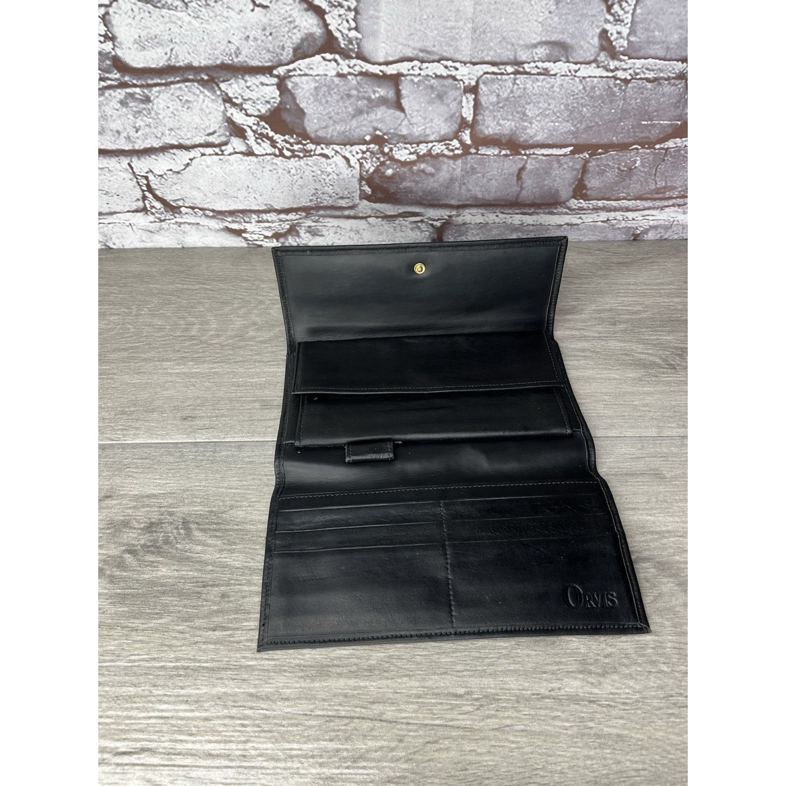 Orvis Vintage Orvis American Black Leather Bifold Wallet 6 Card Sl Size ONE SIZE - 1 Thumbnail