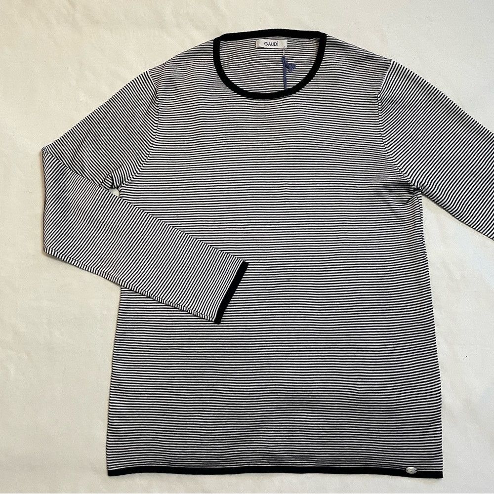 Other NWT New $119 GAUDI Cotton Black White Stripes Sweater Size Size US XL / EU 56 / 4 - 3 Thumbnail