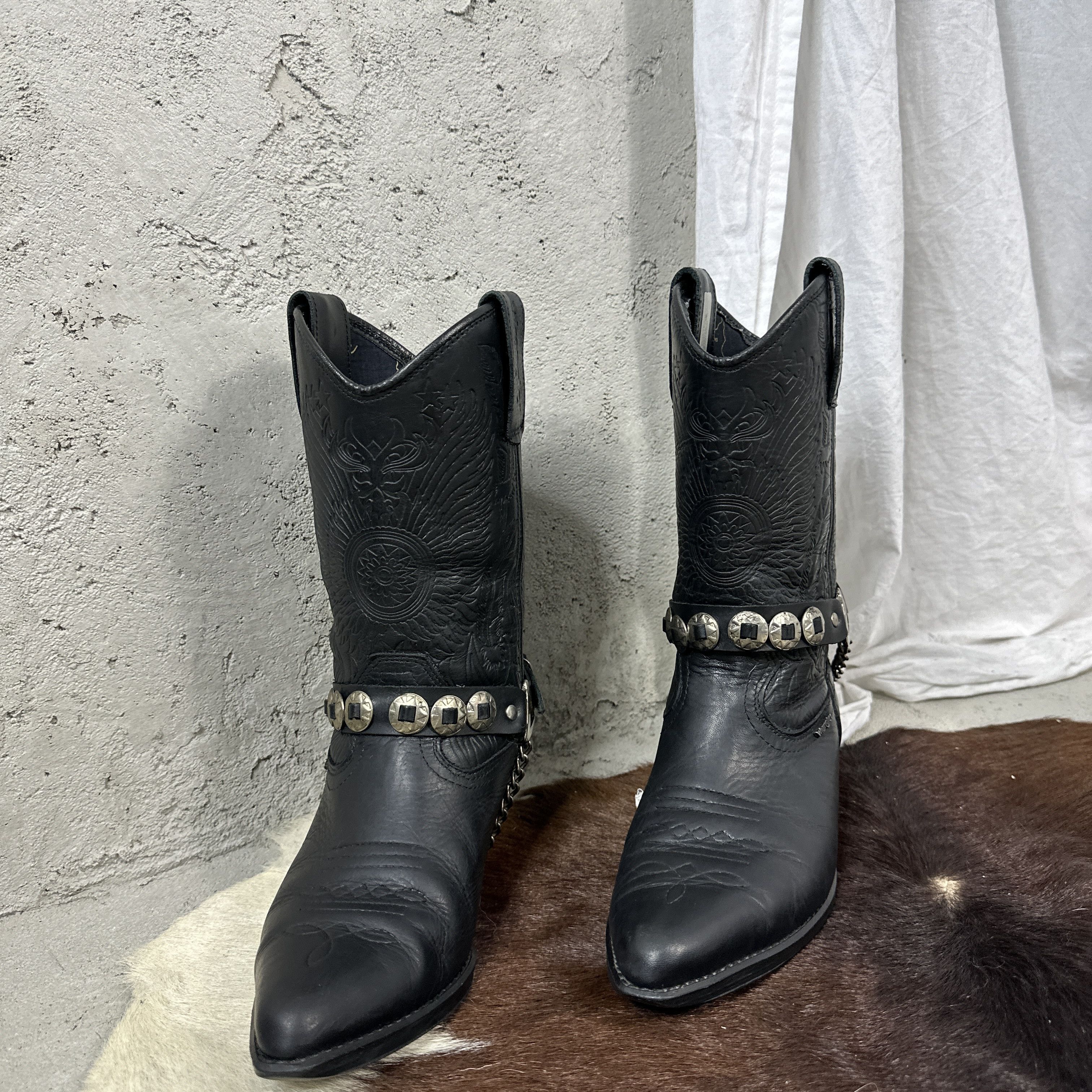 Vintage Vintage Leather Biker Moto Buckled Cowboy Boots 00s Size US 5 / IT 35 - 5 Thumbnail