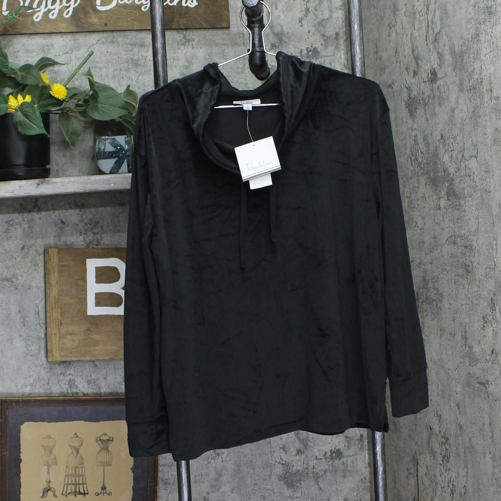 Other New Roudelain Hooded Velvet Lounge Top Ejje564m Black L Size L / US 10 / IT 46 - 1 Thumbnail