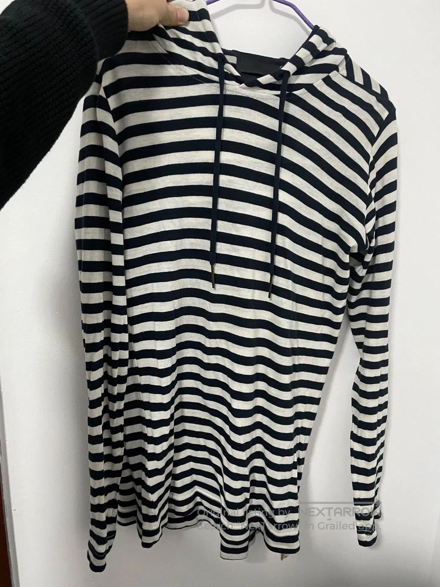 Diesel Black Gold black and white striped long sleeve hoodie. Size S / US 4 / IT 40 - 1 Thumbnail