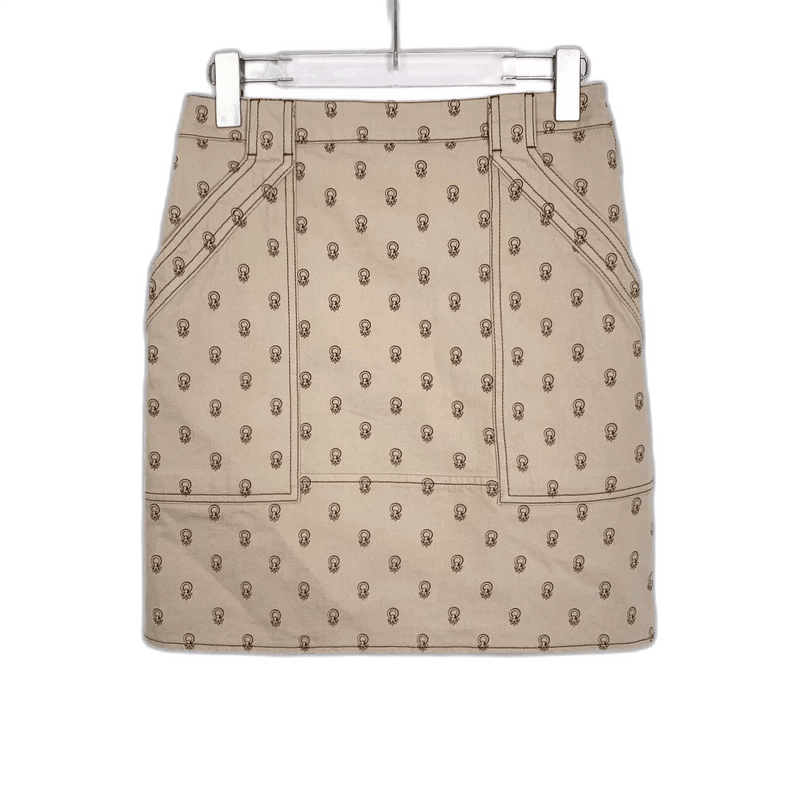 Hermes Hermes Logo Print Beige Mini Skirt Size 36" / US 14 / IT 50 - 1 Thumbnail