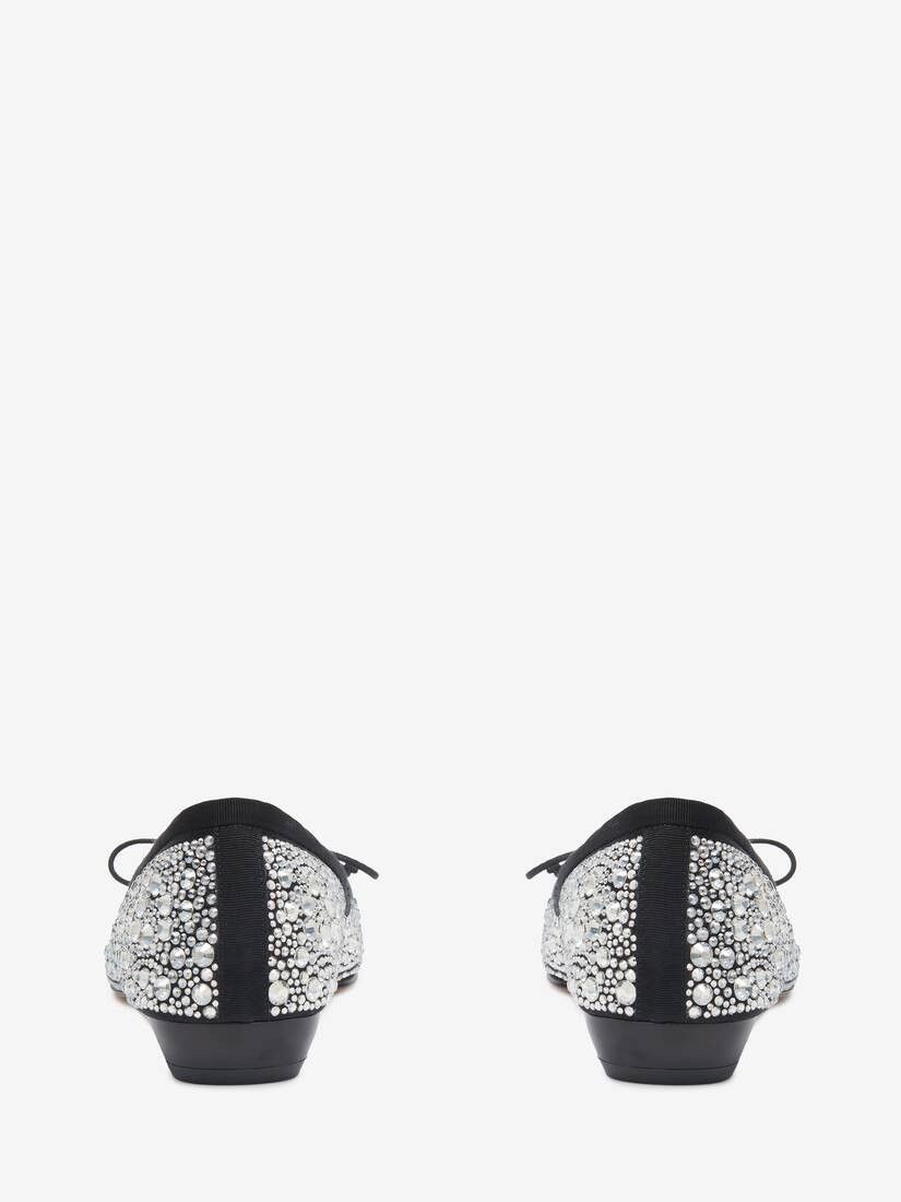 Alexander McQueen o1w1db10925 Armadillo Ballet Flat in Black/Crystal Size US 7.5 / IT 37.5 - 4 Thumbnail