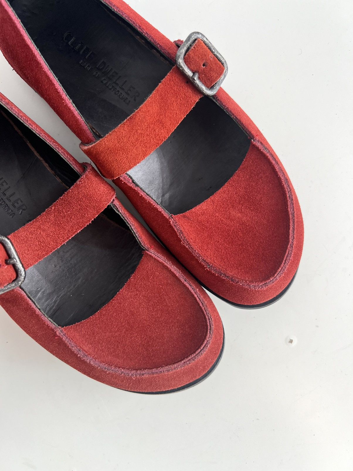 Ann Demeulemeester 🇺🇸Cliff Dweller x Cydwoq Mary Jane Red Suede Shoes Size US 7 / IT 37 - 6 Thumbnail