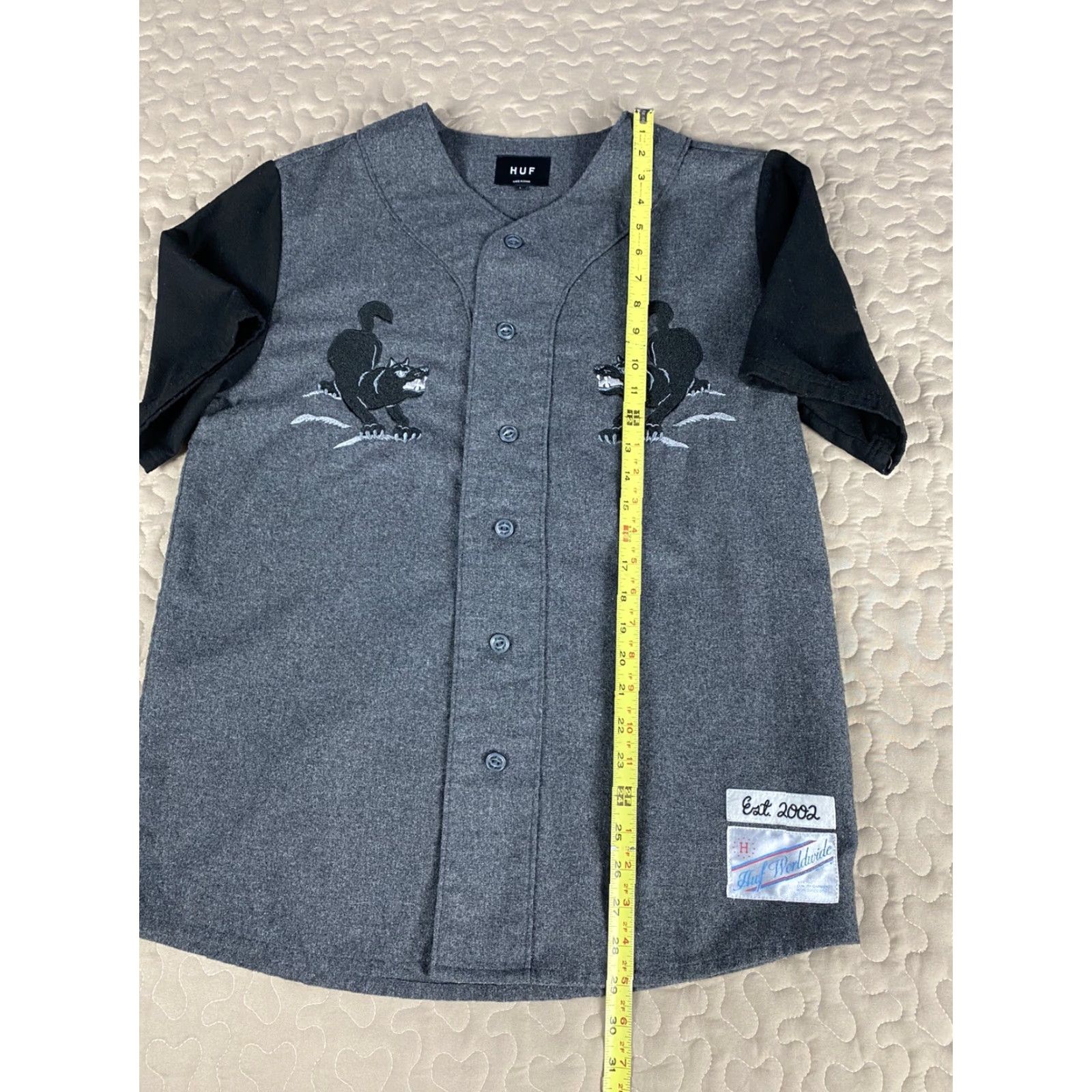 Huf VINTAGE HUF Baseball Jersey Mens L Wool Black & Gray Size US L / EU 52-54 / 3 - 5 Thumbnail