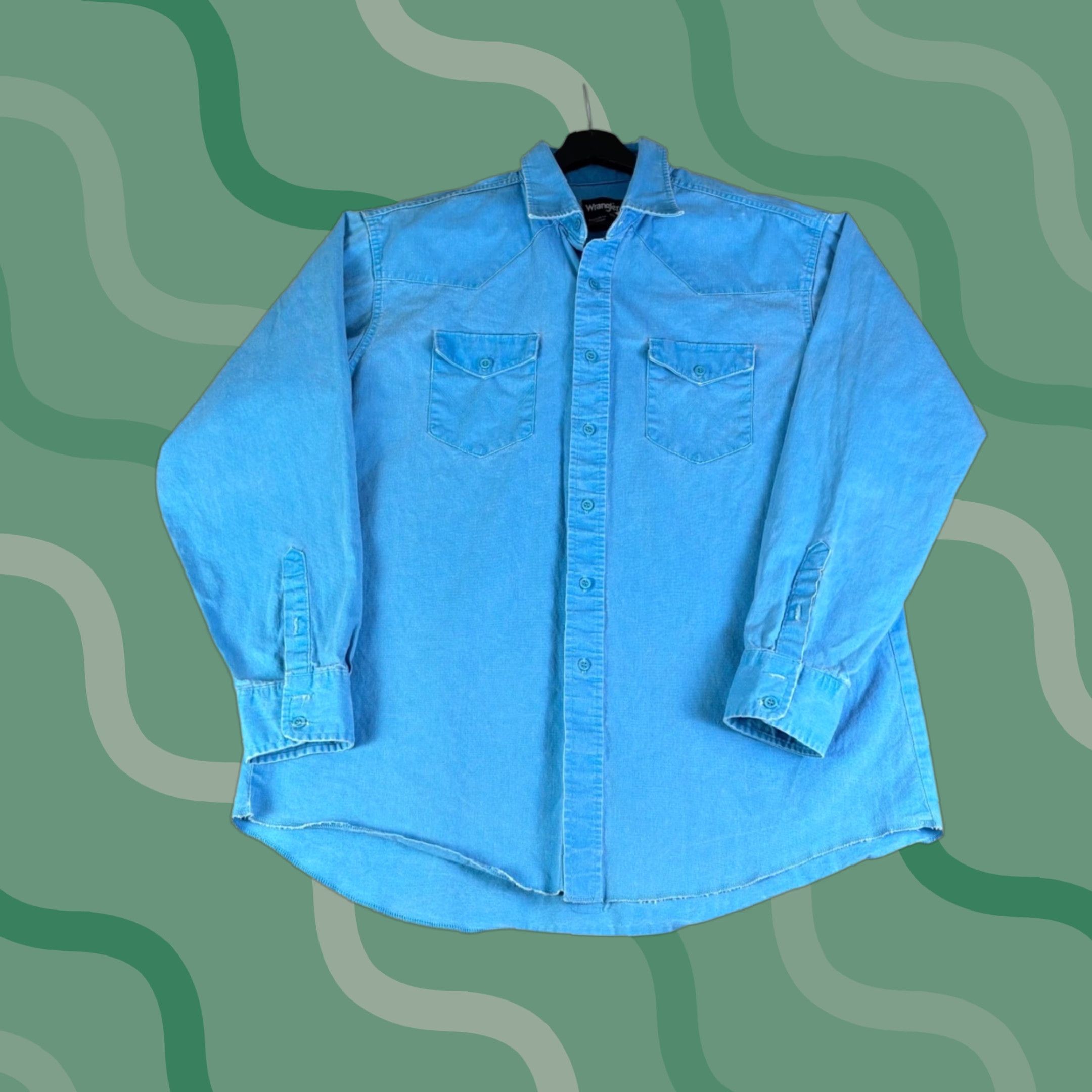 Wrangler VINTAGE Wrangler Mens Western Denim Shirt Blue Long Sleeve Regular XL USA Made Size US XL / EU 56 / 4 - 1 Thumbnail