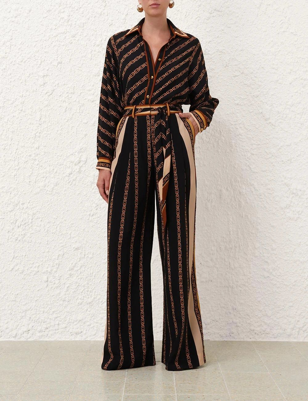 Zimmermann oc11z0226 Relaxed Shirt In Black/Brown Size S / US 4 / IT 40 - 7 Thumbnail