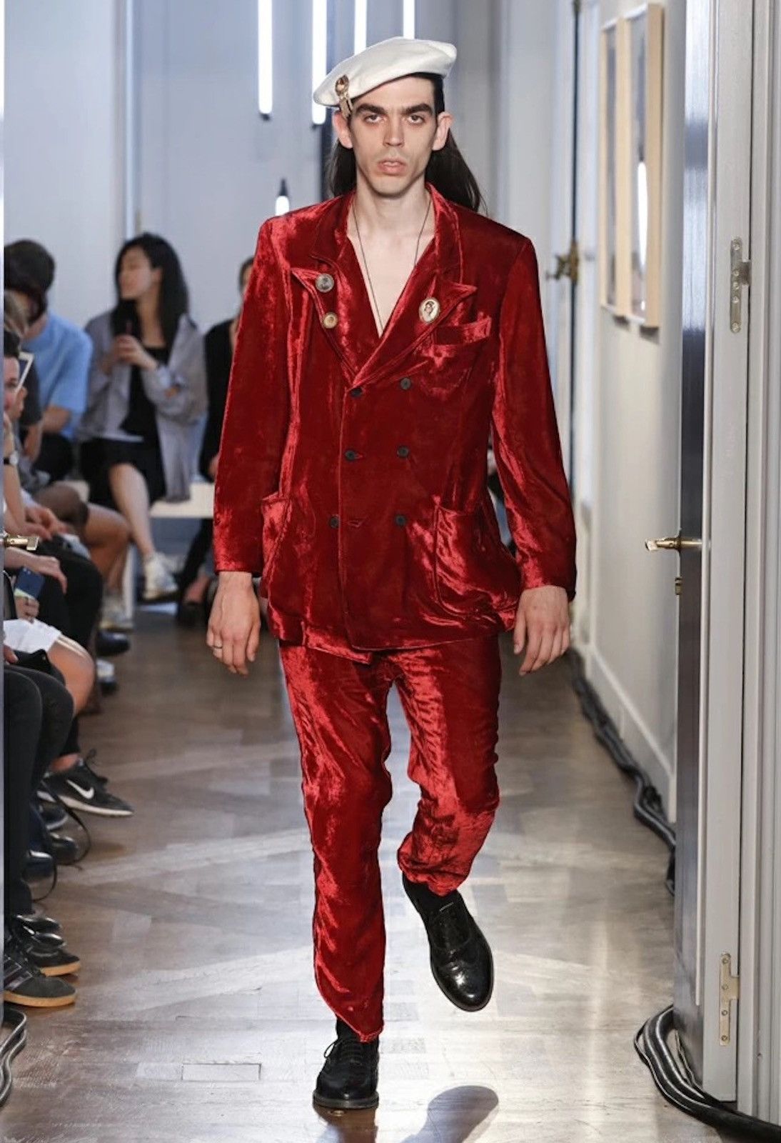image of Enfants Riches Deprimes Erd Runway Red Velour Trouser Grail, Men's (Size 29)