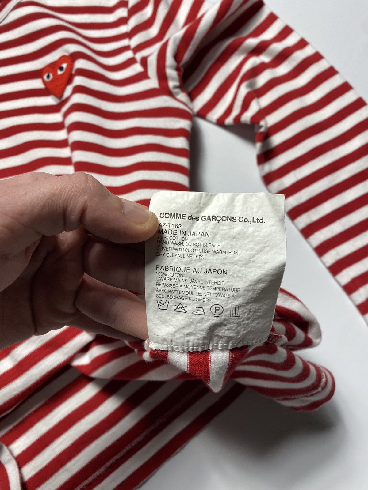 Comme des Garcons × Comme des Garcons PLAY × Japanese Brand Comme Des Garçons Play Striped Logo Long Sleeve Shirt Size L / US 10 / IT 46 - 9 Thumbnail