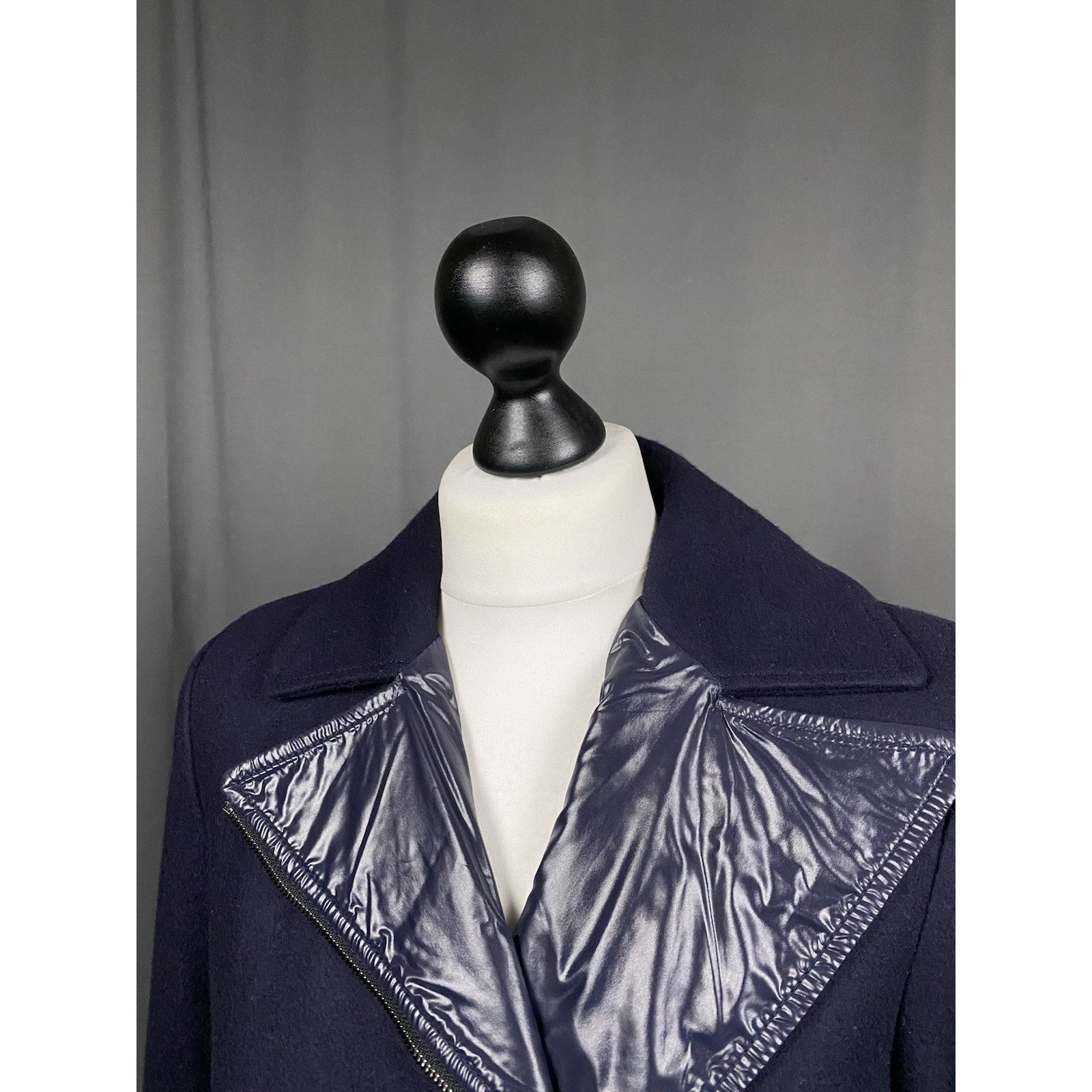 Belstaff Belstaff Women's Blue Wool Assymetric Motorcycle Biker Jacke Size M / US 6-8 / IT 42-44 - 5 Thumbnail