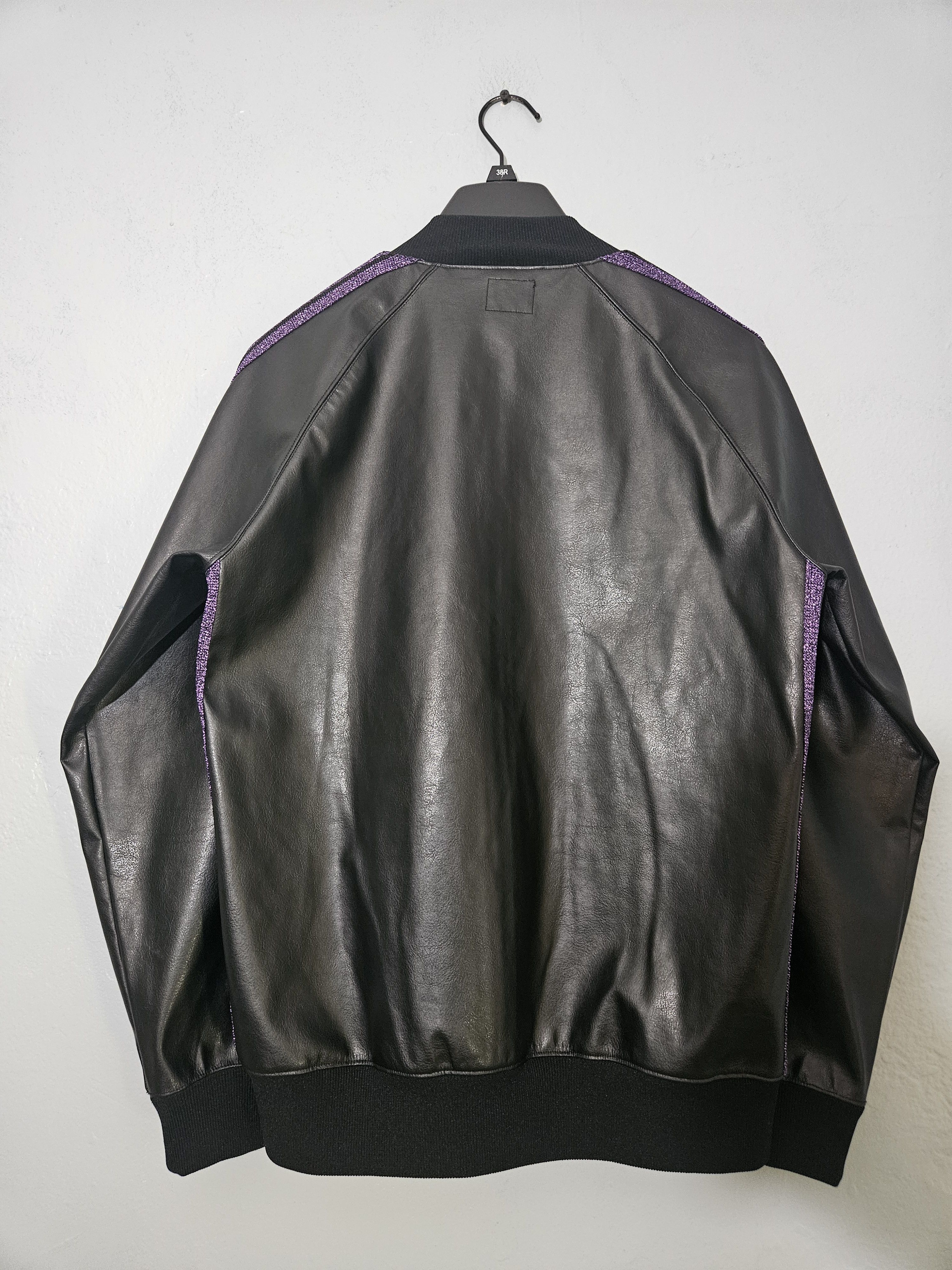 Needles Faux Leather Purple Side Stripe Track Jacket Size US M / EU 48-50 / 2 - 2 Thumbnail