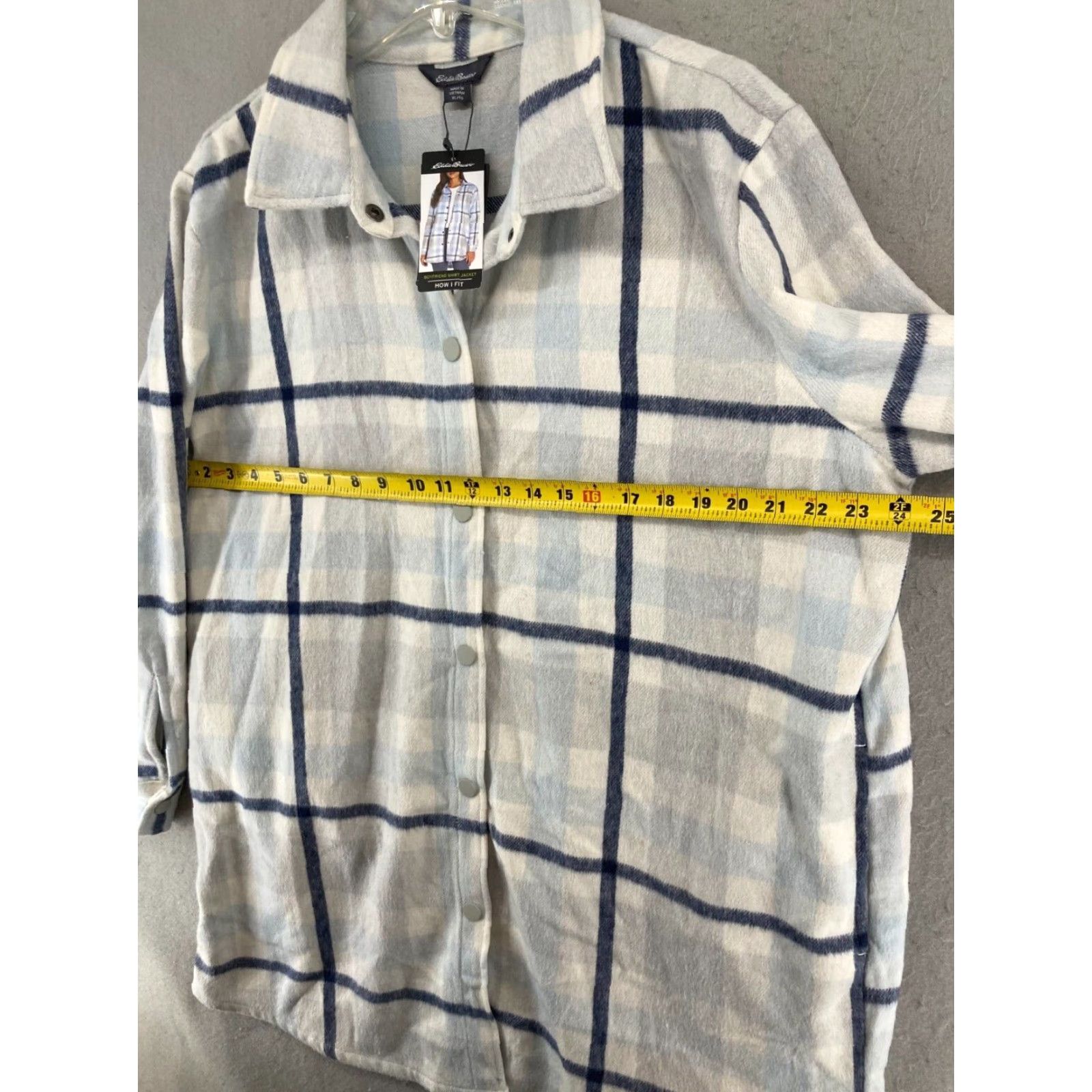 Eddie Bauer Eddie Bauer Women's Shacket XL Blue Plaid Fleece Button-Up Casual Shirt Snap Long Sleeve Outdoor Classic Size XL / US 12-14 / IT 48-50 - 2 Thumbnail