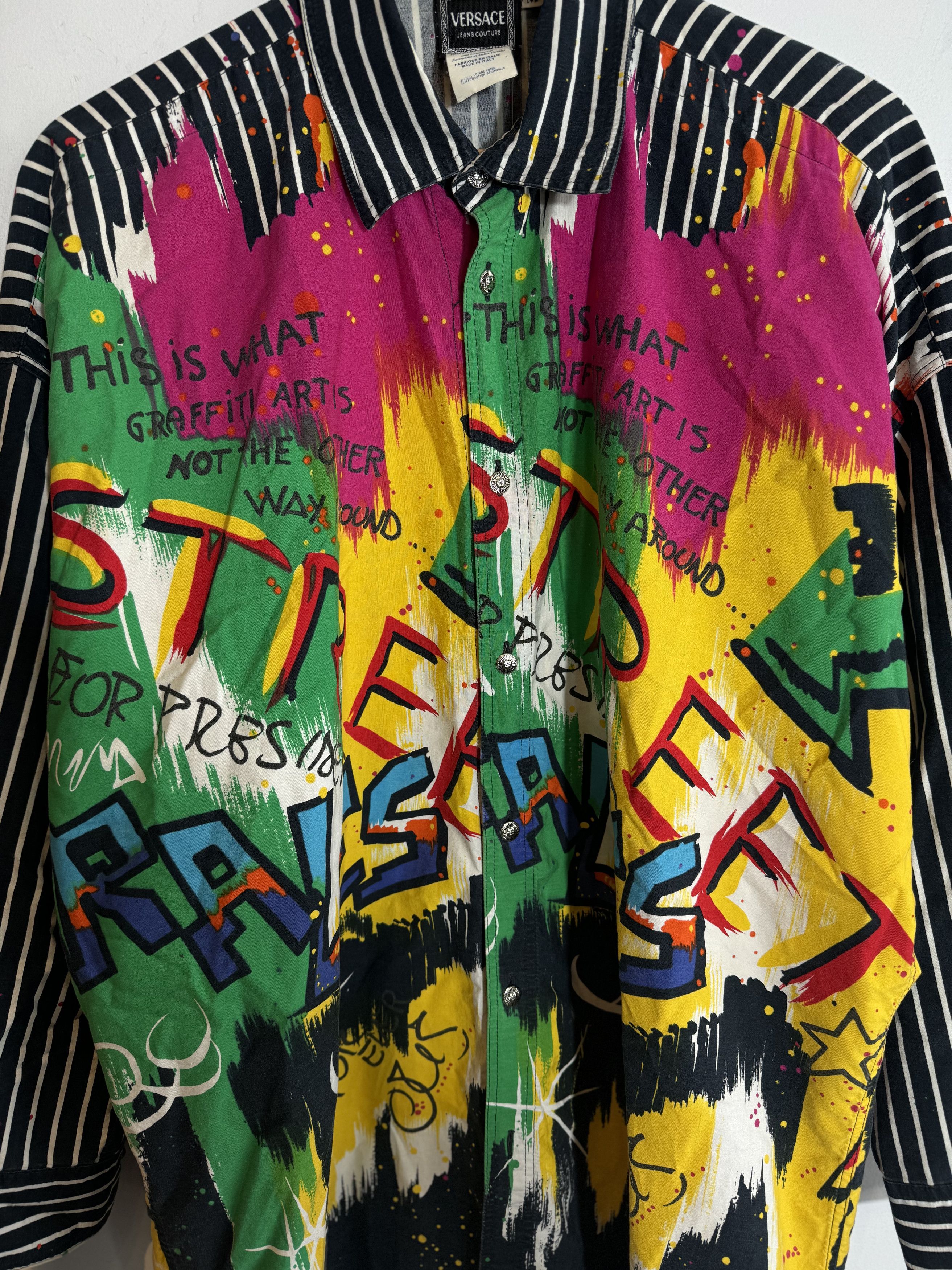 Versace 90/00s Versace Graffiti Button Up Shirt Size M Size US M / EU 48-50 / 2 - 3 Thumbnail