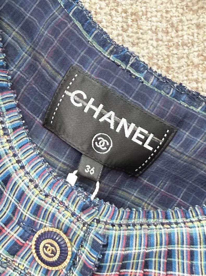 Chanel Chanel Color-matched plaid short sleeves Size XS / US 0-2 / IT 36-38 - 5 Thumbnail