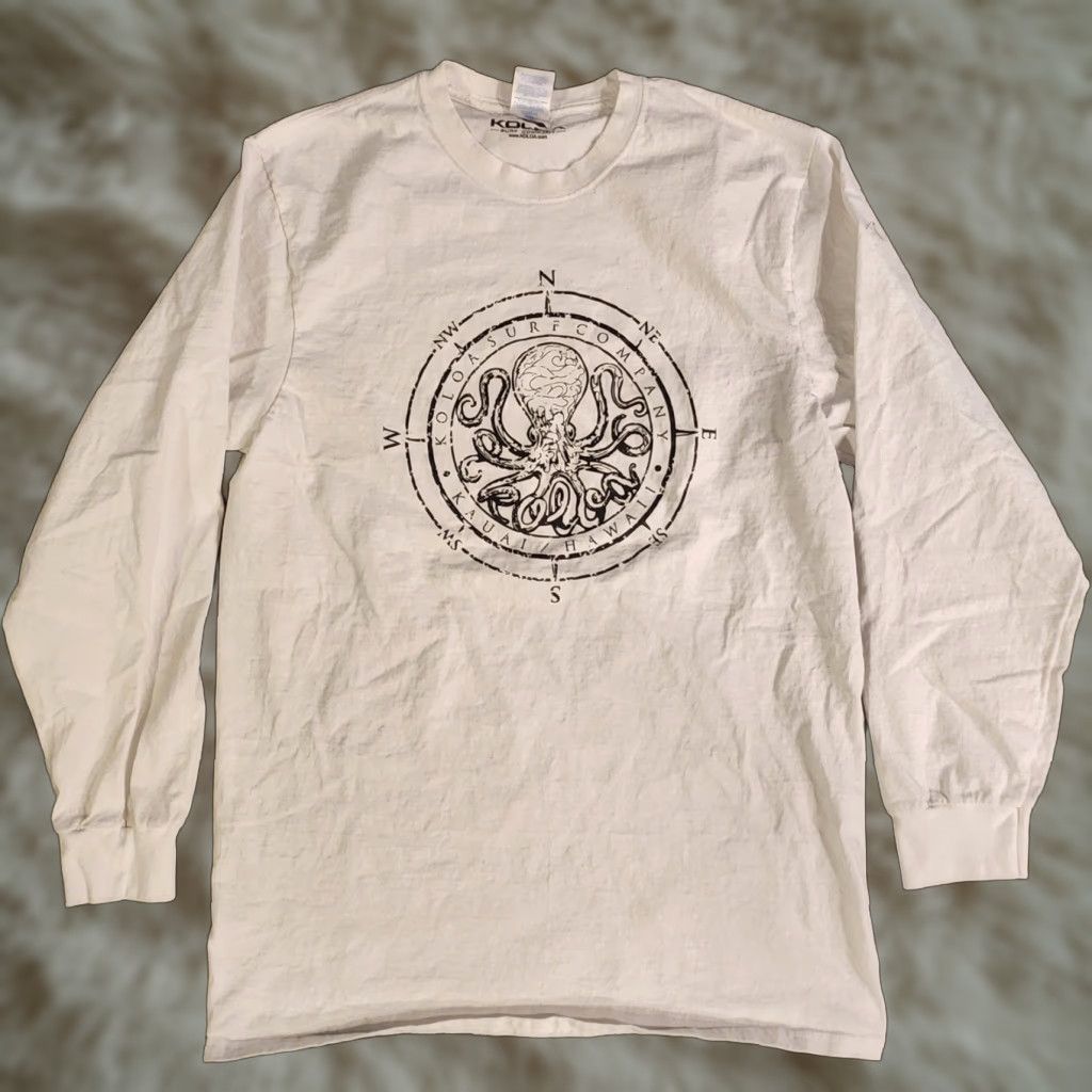 Vintage Koloa Surf Company T Shirt Tee Mens Large LT KRAKEN White Beach Surf Graphic Print Crew Neck Long Sleeve Cotton Regular Vintage No Size US L / EU 52-54 / 3 - 1 Thumbnail