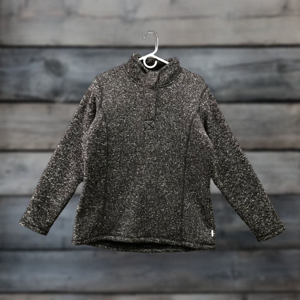 Avalanche Avalanche Mens L Dark Gray Heather Fleece Henley Mock Neck Pullover Sweater Snap Button Size US L / EU 52-54 / 3 - 1 Thumbnail