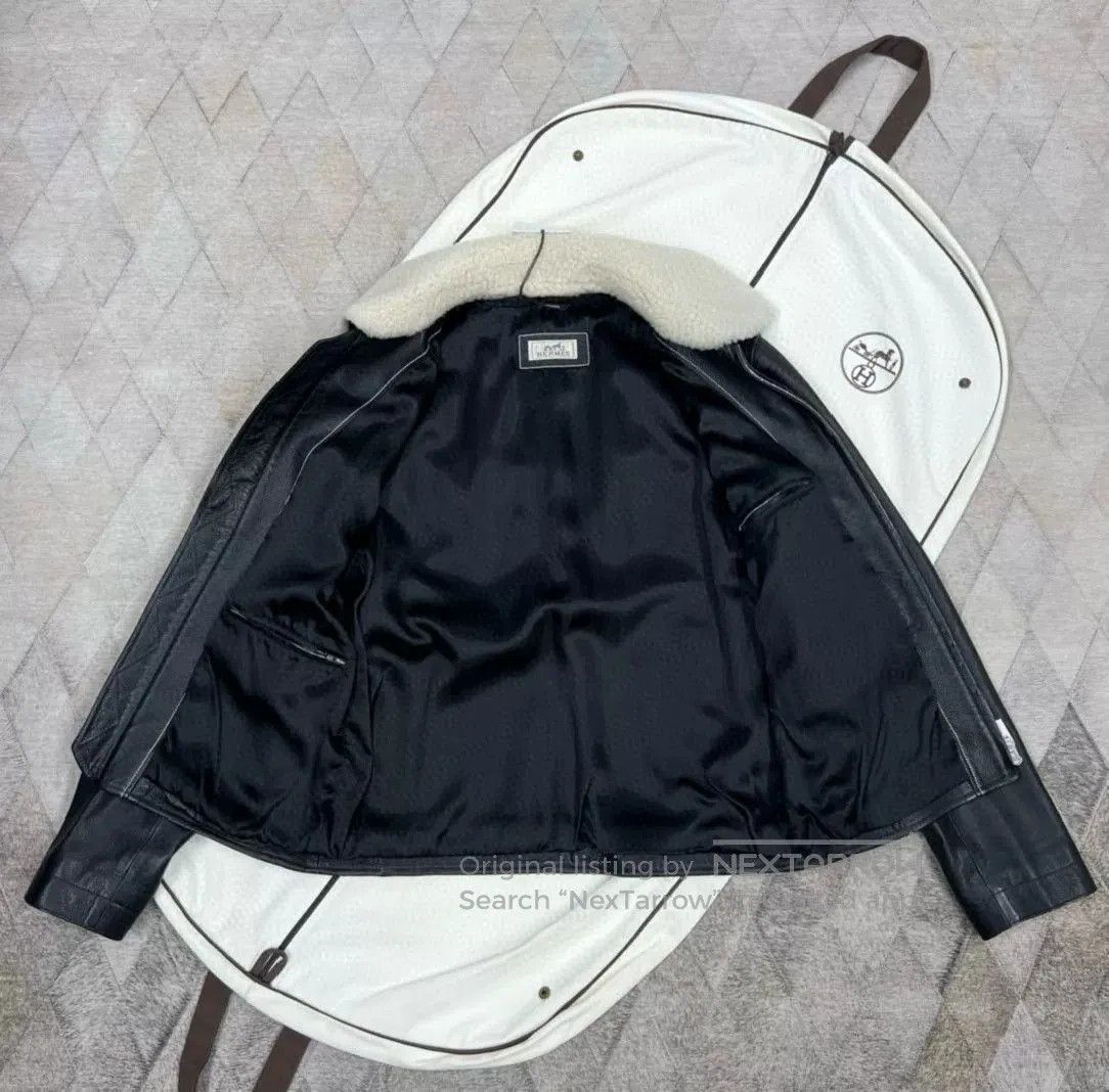Hermes Hermes Pilot Leather Jacket with Fur Collar. Size US XL / EU 56 / 4 - 5 Thumbnail
