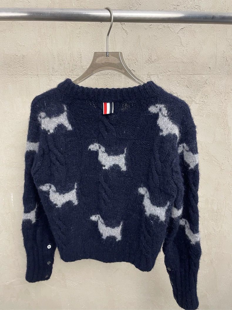 Thom Browne Thom browne Dark blue puppy short wool cardigan sweater 250 Size M / US 6-8 / IT 42-44 - 4 Thumbnail