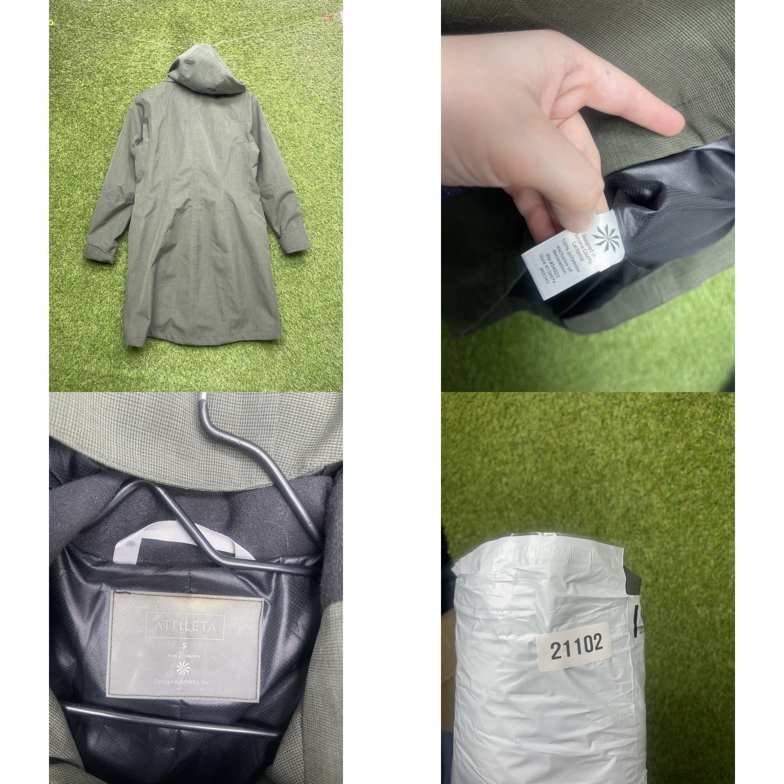 Athleta Athleta Jacket Womens Small Green Waterproof Hooded Long Rain Coat Size S / US 4 / IT 40 - 8 Thumbnail
