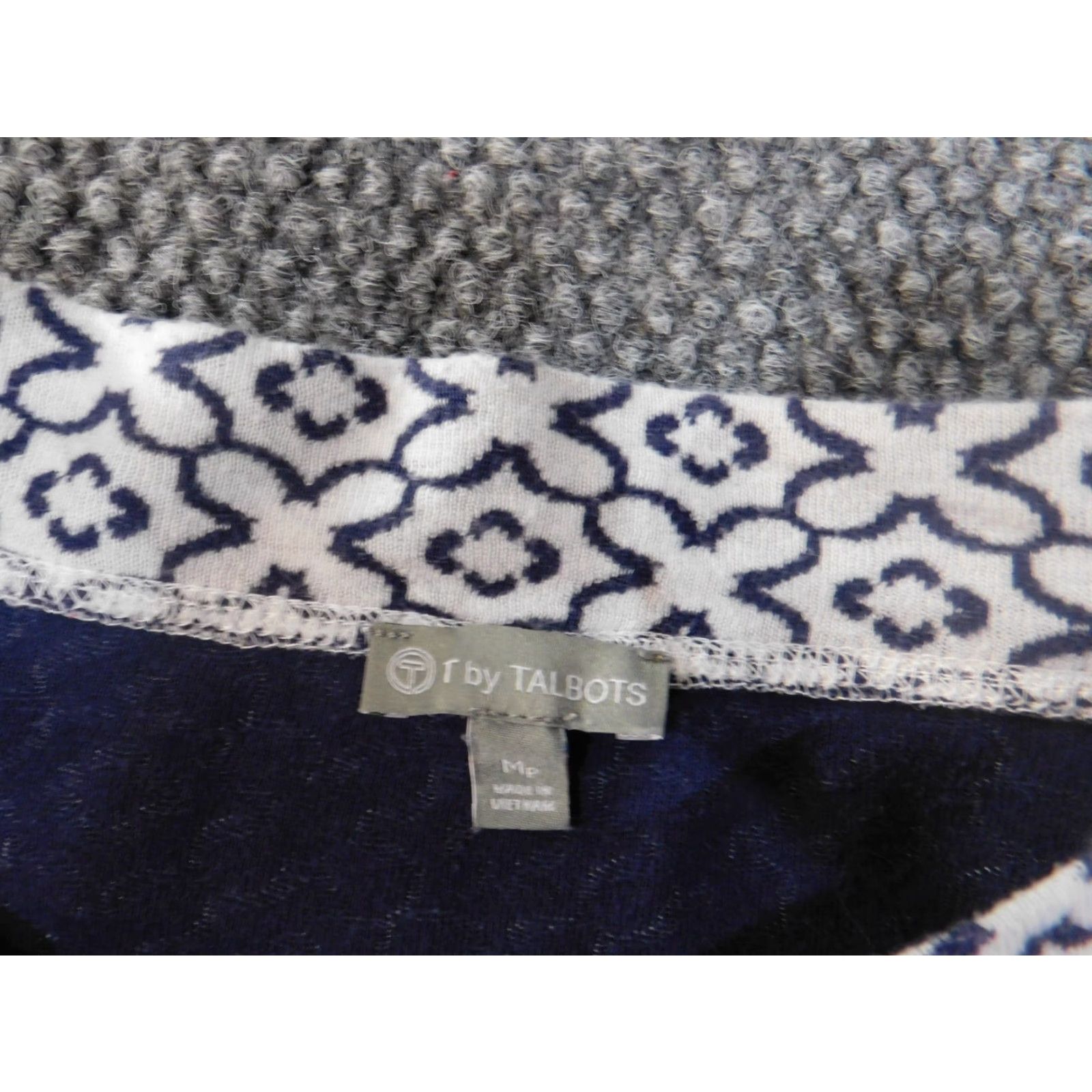 Talbots Talbots Sweater Pullover Geometric Medium Petite Blue Womens Knit Cotton Crew Neck Long Sleeve Casual Modern Size M / US 6-8 / IT 42-44 - 5 Thumbnail