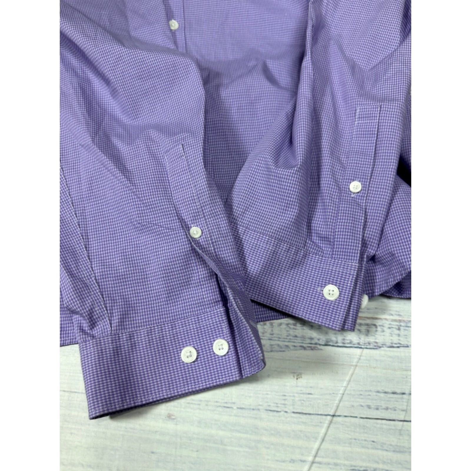 Calvin Klein Calvin Klein Mens Long Sleeve Button-Up Shirt XL Purple Cotton Blend Non-Iron Micro Plaid Size US XL / EU 56 / 4 - 5 Thumbnail