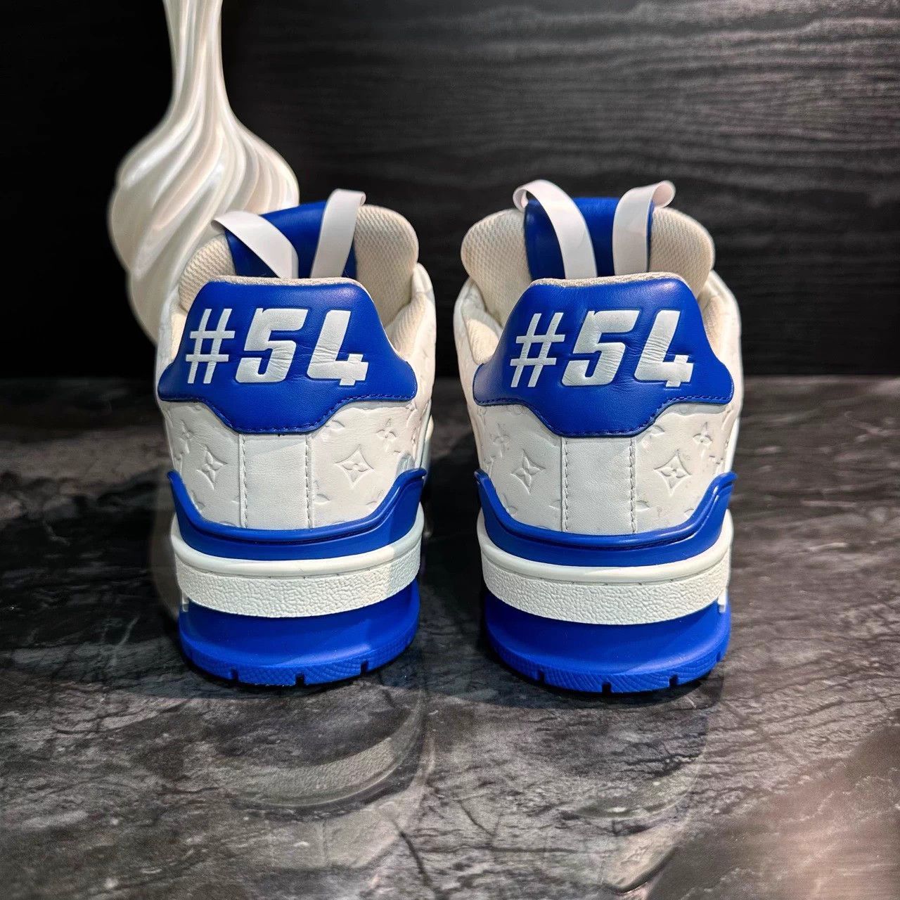 Louis Vuitton LV Trainer White/Blue Embossed AOP 36.5 EU 97 New Size US 5.5 / IT 35.5 - 4 Thumbnail