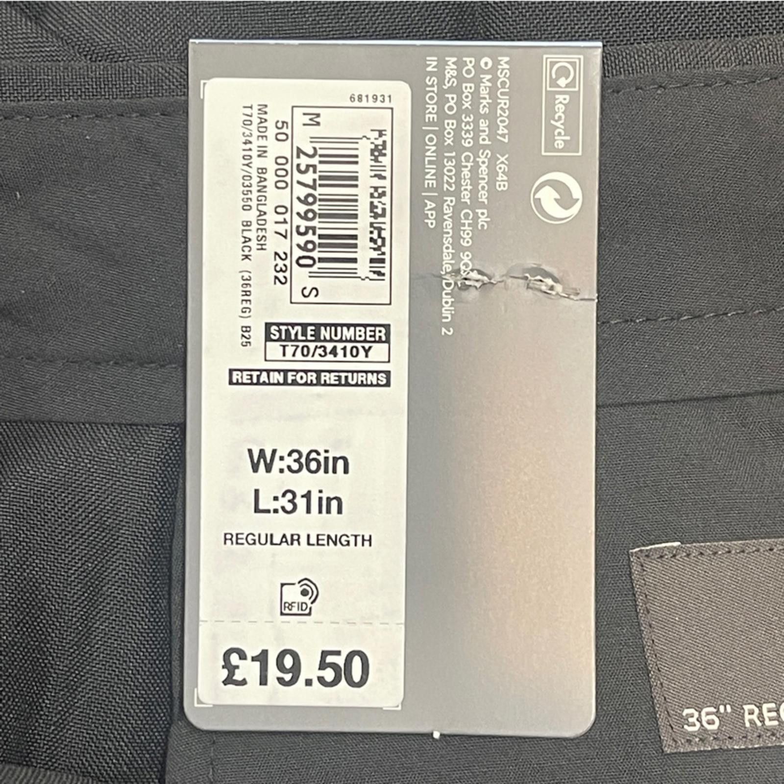 M.E. Sport M&S Classic Black Dress Trousers - NWT Size 44R - 4 Thumbnail
