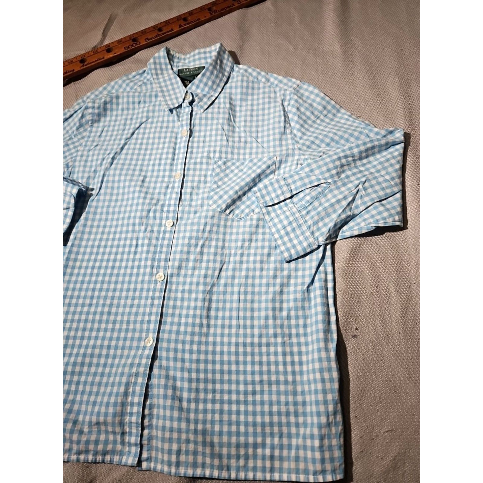 Ralph Lauren VINTAGE? No. Lauren Ralph Lauren Shirt Womens Large Blue Button Plaid Preppy Casual Oxford Size L / US 10 / IT 46 - 3 Thumbnail