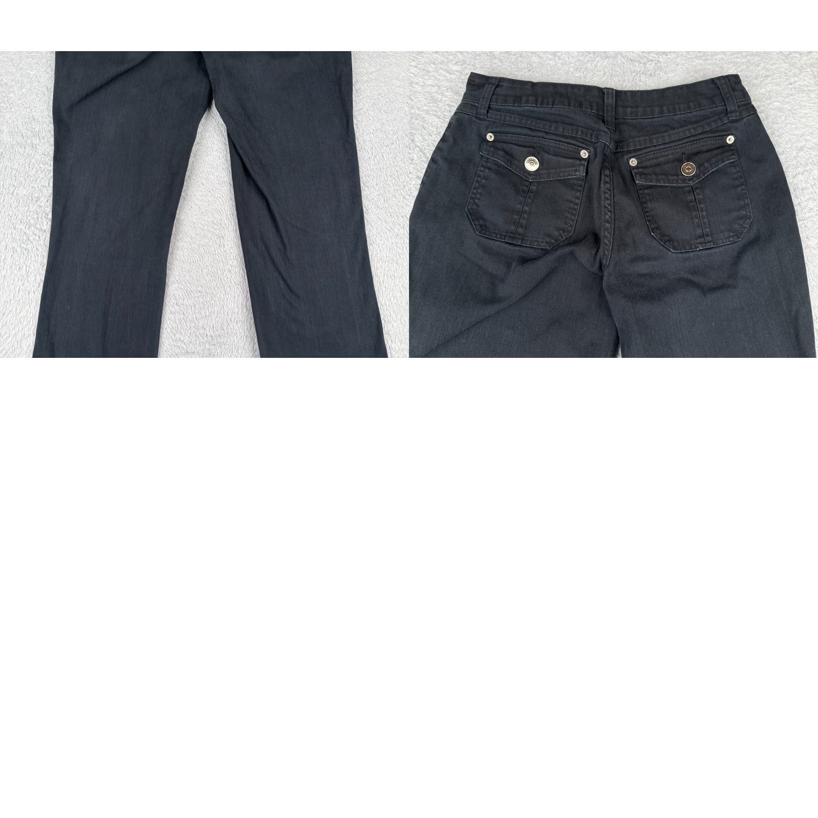 Denime Gianto Jeans Women Bootcut 6 Black Denim 28x31 Mid Rise 5-Pocket Cotton Stretch Flap Pocket Zipper Button Modern Jeans Womens Size 28" / US 6 / IT 42 - 10 Thumbnail