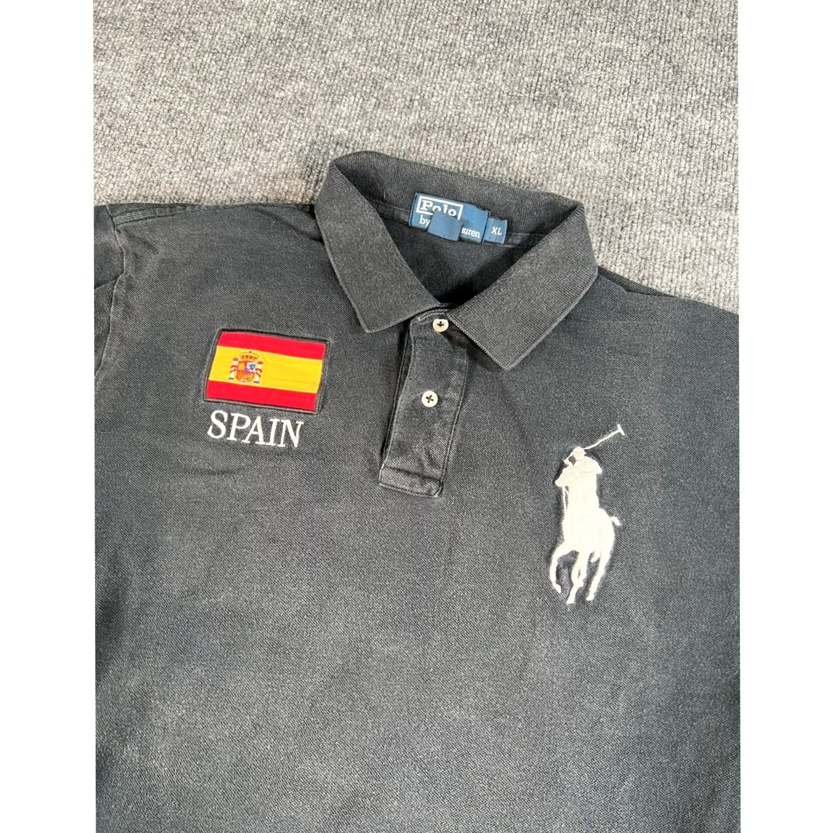 Polo Ralph Lauren VINTAGE Polo Ralph Lauren Polo Shirt Mens XL Black Spain Big Pony Short Sleeve Cotton Size US XL / EU 56 / 4 - 3 Thumbnail
