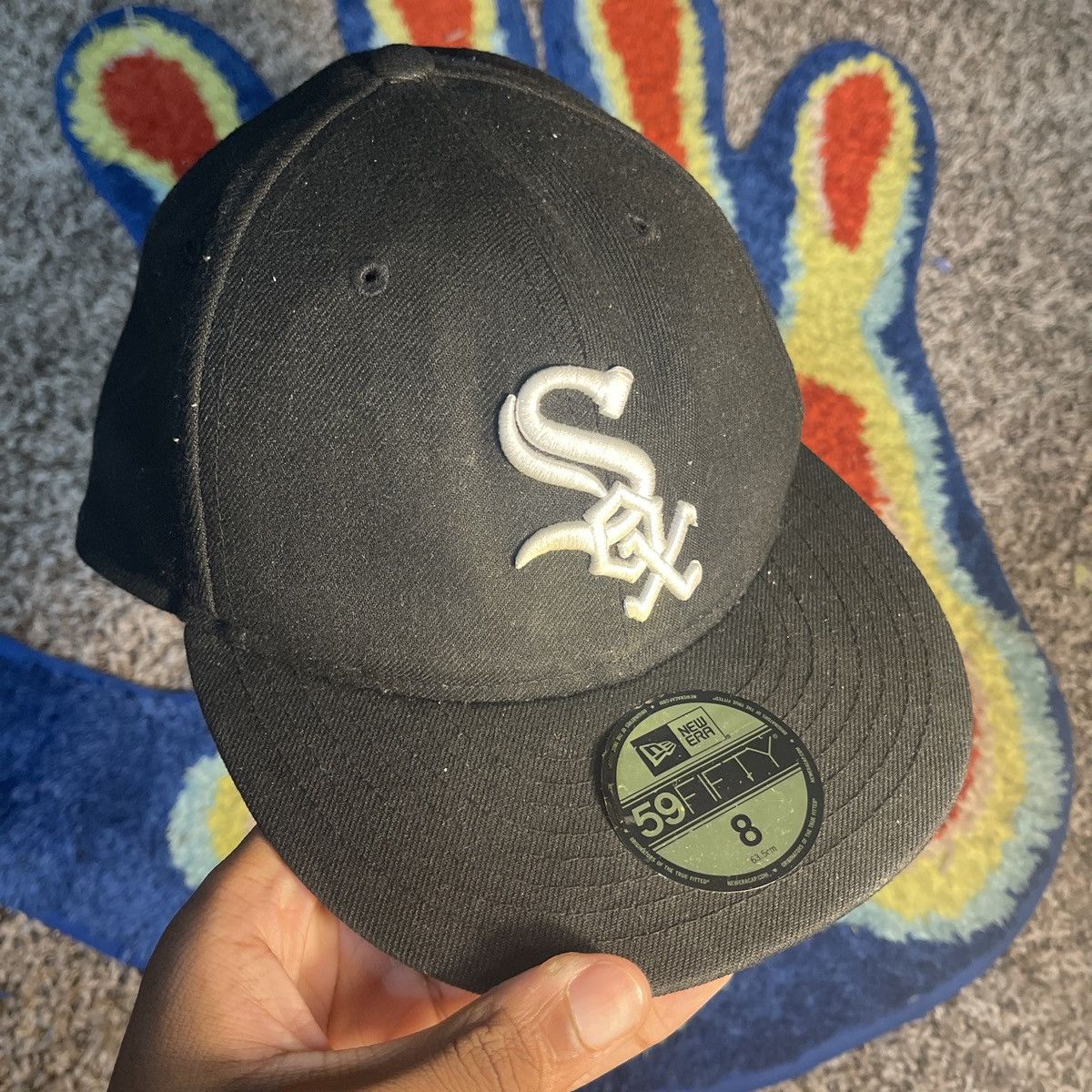 New Era Black and white New Era 59FIFTY fitted hat Size ONE SIZE - 1 Thumbnail