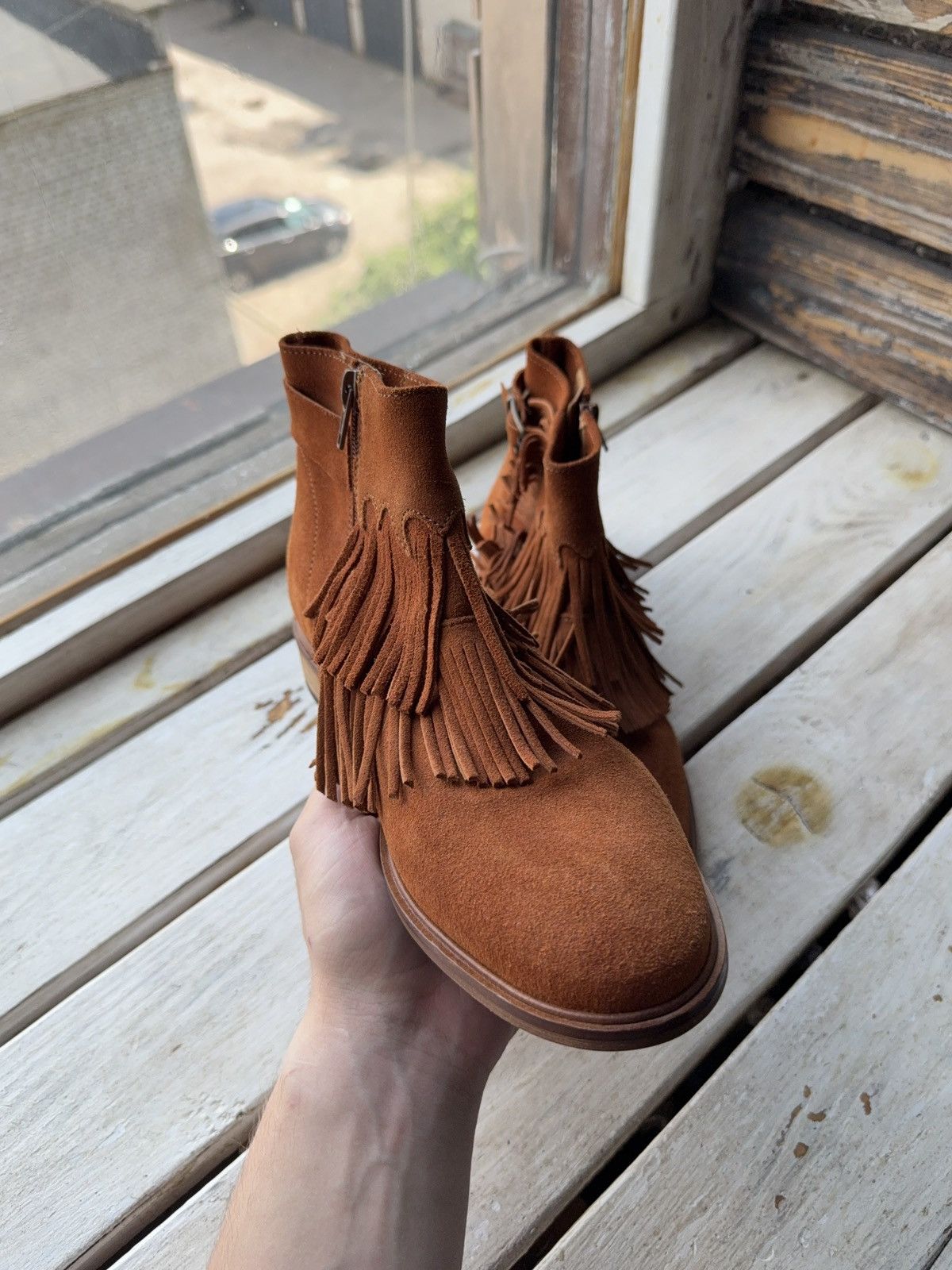 Made in Spain Suede Fringe Ankle Boots Western Cowgirl Style
