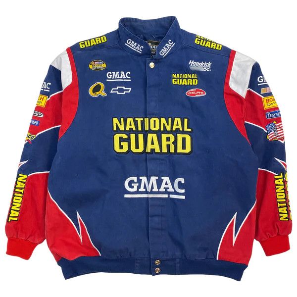 image of Vintage Nascar National Guard Racing Jacket Navy in Blue, Men's (Size 2XL)