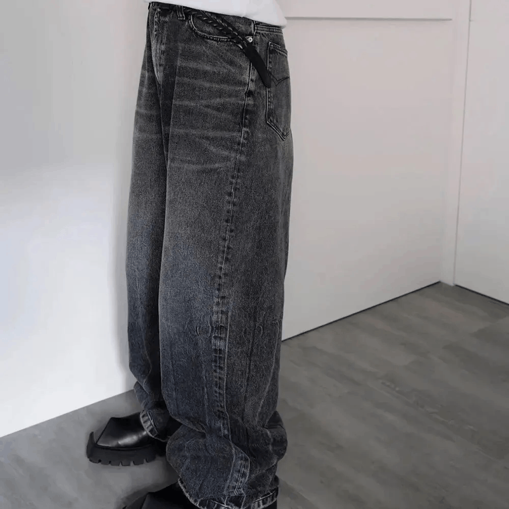 Japanese Brand × Vintage Dark Grey Washed Damage Baggy jeans y2k streetwear Size US 34 / EU 50 - 7 Thumbnail
