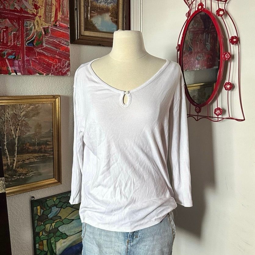 Anne Klein anne klein sport white long sleeve shirt Size XL / US 12-14 / IT 48-50 - 1 Thumbnail